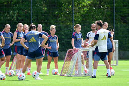 19.08.2026, München, Deutschland. Google Pixel Frauen-Bundesliga: Die FC Bayern Frauen absolvieren auf dem FC Bayern Campus eine Trainingseinheit vor dem Bundesliga-Saisonauftakt gegen den 1. FC Union Berlin. Übersicht