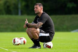 16.07.2026, Bad Wörishofen, Deutschland, 2. Bundesliga, Saison 2026/2027, Der SpVgg Greuther Fürth startet mit der zweiten Trainingseinheit in sein Sommertrainingslager in Bad Wörishofen (Unterallgäu). Der Verein bereitet sich dort auf die Saison 2026/2027 vor. Aleksandro Petrovic (SpVgg Greuther Fürth)
