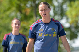 05.08.2026, München, Deutschland. Google Pixel Frauen-Bundesliga: Die FC Bayern Frauen absolvieren auf dem FC Bayern Campus eine Trainingseinheit zur Vorbereitung auf das Testspiel gegen Paris FC. Klara Bühl (FC Bayern Frauen)