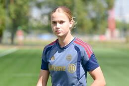 19.08.2026, München, Deutschland. Google Pixel Frauen-Bundesliga: Die FC Bayern Frauen absolvieren auf dem FC Bayern Campus eine Trainingseinheit vor dem Bundesliga-Saisonauftakt gegen den 1. FC Union Berlin. Sophie Proost (FC Bayern Frauen)