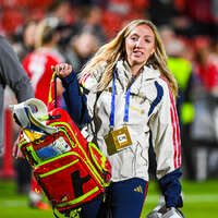 22.09.2026, Unterhaching, Deutschland. UEFA Women's Champions League, 1. Spieltag der Ligaphase: FC Bayern München Frauen gegen Manchester City. UWCL-Auftakt der FC Bayern Frauen und erstes UWCL-Pflichtspiel im neuen Zuhause Sportpark Unterhaching. Larissa Hauenstein (FC Bayern Frauen)