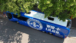19.07.2026, Bad Wörishofen, Deutschland. 2. Bundesliga: Ankunft des SV Darmstadt 98 in Bad Wörishofen. Sommertrainingslager. Vorbereitung auf die Saison 2026/2027. Drohnenaufnahme vom Bus.