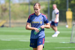 19.08.2026, München, Deutschland. Google Pixel Frauen-Bundesliga: Die FC Bayern Frauen absolvieren auf dem FC Bayern Campus eine Trainingseinheit vor dem Bundesliga-Saisonauftakt gegen den 1. FC Union Berlin. Sophie Proost (FC Bayern Frauen)