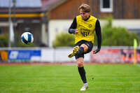 17.10.2026, Mindelheim, Bayern, Deutschland. Kreisliga Allgäu Nord: TSV Mindelheim gegen SV Oberegg. Spielort: Julius-Strohmayer-Stadion. Marc Mörstedt (TSV Mindelheim) beim Schuss, beim Abschluss, bei der Schussabgabe