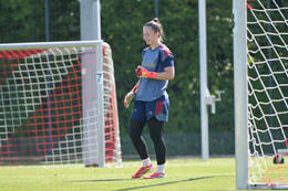 05.08.2026, München, Deutschland. Google Pixel Frauen-Bundesliga: Die FC Bayern Frauen absolvieren auf dem FC Bayern Campus eine Trainingseinheit zur Vorbereitung auf das Testspiel gegen Paris FC. Sophie Klein (FC Bayern Frauen)