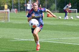 19.08.2026, München, Deutschland. Google Pixel Frauen-Bundesliga: Die FC Bayern Frauen absolvieren auf dem FC Bayern Campus eine Trainingseinheit vor dem Bundesliga-Saisonauftakt gegen den 1. FC Union Berlin. Barbara Dunst (FC Bayern Frauen)