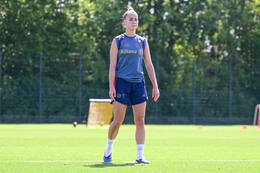 19.08.2026, München, Deutschland. Google Pixel Frauen-Bundesliga: Die FC Bayern Frauen absolvieren auf dem FC Bayern Campus eine Trainingseinheit vor dem Bundesliga-Saisonauftakt gegen den 1. FC Union Berlin. Giulia Gwinn (FC Bayern Frauen)