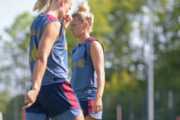 05.08.2026, München, Deutschland. Google Pixel Frauen-Bundesliga: Die FC Bayern Frauen absolvieren auf dem FC Bayern Campus eine Trainingseinheit zur Vorbereitung auf das Testspiel gegen Paris FC. Linda Dallmann (FC Bayern Frauen)