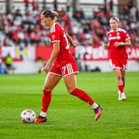31.08.2026, München, Deutschland. Google Pixel Frauen-Bundesliga: FC Bayern München Frauen gegen 1. FSV Mainz 05 Frauen am FC Bayern Campus. Erstes Heimspiel des FC Bayern München in der Saison 2026/27. Klara Bühl (FC Bayern Frauen)