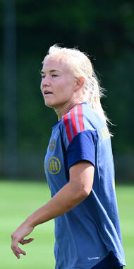 19.08.2026, München, Deutschland. Google Pixel Frauen-Bundesliga: Die FC Bayern Frauen absolvieren auf dem FC Bayern Campus eine Trainingseinheit vor dem Bundesliga-Saisonauftakt gegen den 1. FC Union Berlin. Pernille Harder (FC Bayern Frauen)