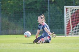 05.08.2026, München, Deutschland. Google Pixel Frauen-Bundesliga: Die FC Bayern Frauen absolvieren auf dem FC Bayern Campus eine Trainingseinheit zur Vorbereitung auf das Testspiel gegen Paris FC. Sophie Klein (FC Bayern Frauen)