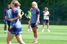 19.08.2026, München, Deutschland. Google Pixel Frauen-Bundesliga: Die FC Bayern Frauen absolvieren auf dem FC Bayern Campus eine Trainingseinheit vor dem Bundesliga-Saisonauftakt gegen den 1. FC Union Berlin. Pernille Harder (FC Bayern Frauen)