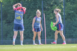 05.08.2026, München, Deutschland. Google Pixel Frauen-Bundesliga: Die FC Bayern Frauen absolvieren auf dem FC Bayern Campus eine Trainingseinheit zur Vorbereitung auf das Testspiel gegen Paris FC. Linda Dallmann (FC Bayern Frauen)