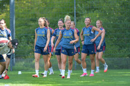 05.08.2026, München, Deutschland. Google Pixel Frauen-Bundesliga: Die FC Bayern Frauen absolvieren auf dem FC Bayern Campus eine Trainingseinheit zur Vorbereitung auf das Testspiel gegen Paris FC. Linda Dallmann (FC Bayern Frauen)