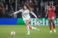 28.10.2026, Unterhaching, Bayern, Deutschland. UEFA Womens Champions League: FC Bayern Frauen gegen Real Madrid Frauen. Spielort: Sportpark Unterhaching. UWCL Ligaphase, 3. Spieltag, Saison 2026/27. Andreia Jacinto (Real Madrid Frauen) am Ball, mit dem Ball, in einer Spielszene