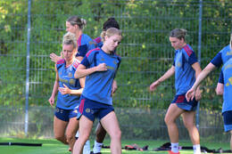 19.08.2026, München, Deutschland. Google Pixel Frauen-Bundesliga: Die FC Bayern Frauen absolvieren auf dem FC Bayern Campus eine Trainingseinheit vor dem Bundesliga-Saisonauftakt gegen den 1. FC Union Berlin. Sophie Proost (FC Bayern Frauen)