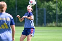 19.08.2026, München, Deutschland. Google Pixel Frauen-Bundesliga: Die FC Bayern Frauen absolvieren auf dem FC Bayern Campus eine Trainingseinheit vor dem Bundesliga-Saisonauftakt gegen den 1. FC Union Berlin. Kassandra Potsi (FC Bayern Frauen)
