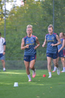 05.08.2026, München, Deutschland. Google Pixel Frauen-Bundesliga: Die FC Bayern Frauen absolvieren auf dem FC Bayern Campus eine Trainingseinheit zur Vorbereitung auf das Testspiel gegen Paris FC. Linda Dallmann (FC Bayern Frauen)