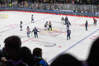09.10.2026, München, Deutschland. PENNY DEL, Deutsche Eishockey Liga, Saison 2026/27, 7. Spieltag: EHC Red Bull München gegen ERC Ingolstadt im SAP Garden in München. Übersicht als Siluete