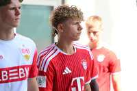 19.08.2026, München, Deutschland. FC Bayern München U19 vs. VfB Stuttgart U19 am FC Bayern Campus in München. FC Bayern U19 Spieler