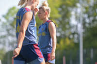 05.08.2026, München, Deutschland. Google Pixel Frauen-Bundesliga: Die FC Bayern Frauen absolvieren auf dem FC Bayern Campus eine Trainingseinheit zur Vorbereitung auf das Testspiel gegen Paris FC. Linda Dallmann (FC Bayern Frauen)
