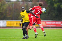 17.10.2026, Mindelheim, Bayern, Deutschland. Kreisliga Allgäu Nord: TSV Mindelheim gegen SV Oberegg. Spielort: Julius-Strohmayer-Stadion. Sulayman Drammeh (TSV Mindelheim) nachdenklich, ernst, fokussiert