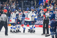 09.10.2026, München, Deutschland. PENNY DEL, Deutsche Eishockey Liga, Saison 2026/27, 7. Spieltag: EHC Red Bull München gegen ERC Ingolstadt im SAP Garden in München. Ingolstadt beim Jubel, jubelnd, feiernd
