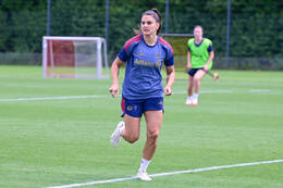 19.08.2026, München, Deutschland. Google Pixel Frauen-Bundesliga: Die FC Bayern Frauen absolvieren auf dem FC Bayern Campus eine Trainingseinheit vor dem Bundesliga-Saisonauftakt gegen den 1. FC Union Berlin. Jovana Damnjanovic (FC Bayern Frauen)