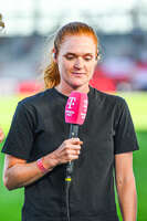 06.09.2026, München, Deutschland. Google Pixel Frauen-Bundesliga: FC Bayern München Frauen gegen SC Freiburg Frauen am FC Bayern Campus. Stine Ballisager (FC Bayern Frauen) im Interview