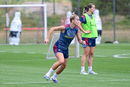 19.08.2026, München, Deutschland. Google Pixel Frauen-Bundesliga: Die FC Bayern Frauen absolvieren auf dem FC Bayern Campus eine Trainingseinheit vor dem Bundesliga-Saisonauftakt gegen den 1. FC Union Berlin. Giulia Gwinn (FC Bayern Frauen)
