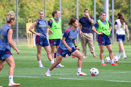 19.08.2026, München, Deutschland. Google Pixel Frauen-Bundesliga: Die FC Bayern Frauen absolvieren auf dem FC Bayern Campus eine Trainingseinheit vor dem Bundesliga-Saisonauftakt gegen den 1. FC Union Berlin. Momoko Tanikawa (FC Bayern Frauen)