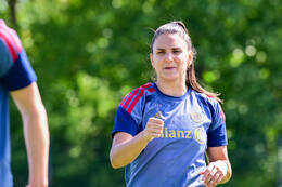 19.08.2026, München, Deutschland. Google Pixel Frauen-Bundesliga: Die FC Bayern Frauen absolvieren auf dem FC Bayern Campus eine Trainingseinheit vor dem Bundesliga-Saisonauftakt gegen den 1. FC Union Berlin. Jovana Damnjanovic (FC Bayern Frauen)