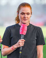 06.09.2026, München, Deutschland. Google Pixel Frauen-Bundesliga: FC Bayern München Frauen gegen SC Freiburg Frauen am FC Bayern Campus. Stine Ballisager (FC Bayern Frauen) im Interview