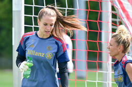 19.08.2026, München, Deutschland. Google Pixel Frauen-Bundesliga: Die FC Bayern Frauen absolvieren auf dem FC Bayern Campus eine Trainingseinheit vor dem Bundesliga-Saisonauftakt gegen den 1. FC Union Berlin. Ena Mahmutovic (FC Bayern Frauen)