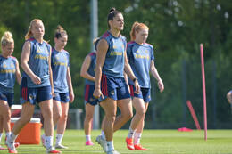 05.08.2026, München, Deutschland. Google Pixel Frauen-Bundesliga: Die FC Bayern Frauen absolvieren auf dem FC Bayern Campus eine Trainingseinheit zur Vorbereitung auf das Testspiel gegen Paris FC. Jovana Damnjanovic (FC Bayern Frauen)