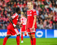 22.09.2026, Unterhaching, Deutschland. UEFA Women's Champions League, 1. Spieltag der Ligaphase: FC Bayern München Frauen gegen Manchester City. UWCL-Auftakt der FC Bayern Frauen und erstes UWCL-Pflichtspiel im neuen Zuhause Sportpark Unterhaching. Pernille Harder (FC Bayern Frauen)