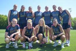 05.08.2026, München, Deutschland. Google Pixel Frauen-Bundesliga: Die FC Bayern Frauen absolvieren auf dem FC Bayern Campus eine Trainingseinheit zur Vorbereitung auf das Testspiel gegen Paris FC. Gruppenfoto