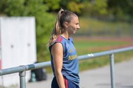 05.08.2026, München, Deutschland. Google Pixel Frauen-Bundesliga: Die FC Bayern Frauen absolvieren auf dem FC Bayern Campus eine Trainingseinheit zur Vorbereitung auf das Testspiel gegen Paris FC. Katharina Naschenweng (FC Bayern Frauen)