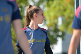 05.08.2026, München, Deutschland. Google Pixel Frauen-Bundesliga: Die FC Bayern Frauen absolvieren auf dem FC Bayern Campus eine Trainingseinheit zur Vorbereitung auf das Testspiel gegen Paris FC. Ena Mahmutovic (FC Bayern Frauen)