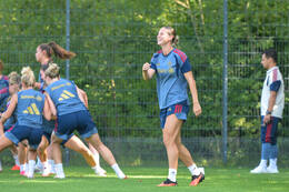05.08.2026, München, Deutschland. Google Pixel Frauen-Bundesliga: Die FC Bayern Frauen absolvieren auf dem FC Bayern Campus eine Trainingseinheit zur Vorbereitung auf das Testspiel gegen Paris FC. Klara Bühl (FC Bayern Frauen)