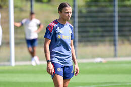 19.08.2026, München, Deutschland. Google Pixel Frauen-Bundesliga: Die FC Bayern Frauen absolvieren auf dem FC Bayern Campus eine Trainingseinheit vor dem Bundesliga-Saisonauftakt gegen den 1. FC Union Berlin. Arianna Caruso (FC Bayern Frauen)