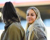 19.10.2026, München, Bayern, Deutschland. Google Pixel Frauen-Bundesliga: FC Bayern Frauen gegen VfB Stuttgart Frauen. Spielort: FC Bayern Campus-Stadion. Giulia Gwinn (FC Bayern Frauen) fröhlich, gut gelaunt, lachend