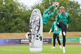 15.07.2026, Bad Wörishofen, Deutschland, 2. Bundesliga, Saison 2026/2027, Der SpVgg Greuther Fürth startet mit der ersten Trainingseinheit in sein Sommertrainingslager in Bad Wörishofen (Unterallgäu). Der Verein bereitet sich dort auf die Saison 2026/2027 vor. Silas Prüfrock (SpVgg Greuther Fürth), Florian Hellstern (SpVgg Greuther Fürth)