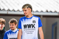 11.10.2026, Bad Wörishofen, Bayern, Deutschland. U19 (A-Jun.) Kreisklasse Allgäu – Nord: FC Bad Wörishofen U19 gegen JFG Wertachtal U19. Spielort: Stadion Unteres Hart. Saison 2026/2027. Pedro Stojan (FC Bad Wörishofen) fröhlich, gut gelaunt, lachend