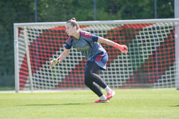 05.08.2026, München, Deutschland. Google Pixel Frauen-Bundesliga: Die FC Bayern Frauen absolvieren auf dem FC Bayern Campus eine Trainingseinheit zur Vorbereitung auf das Testspiel gegen Paris FC. Sophie Klein (FC Bayern Frauen)