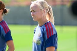 19.08.2026, München, Deutschland. Google Pixel Frauen-Bundesliga: Die FC Bayern Frauen absolvieren auf dem FC Bayern Campus eine Trainingseinheit vor dem Bundesliga-Saisonauftakt gegen den 1. FC Union Berlin. Pernille Harder (FC Bayern Frauen)