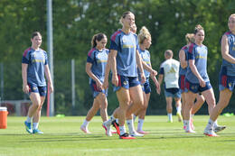 05.08.2026, München, Deutschland. Google Pixel Frauen-Bundesliga: Die FC Bayern Frauen absolvieren auf dem FC Bayern Campus eine Trainingseinheit zur Vorbereitung auf das Testspiel gegen Paris FC. Klara Bühl (FC Bayern Frauen)