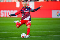 19.10.2026, München, Bayern, Deutschland. Google Pixel Frauen-Bundesliga: FC Bayern Frauen gegen VfB Stuttgart Frauen. Spielort: FC Bayern Campus-Stadion. Pernille Harder (FC Bayern Frauen) beim Schuss, beim Abschluss, bei der Schussabgabe