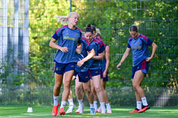 19.08.2026, München, Deutschland. Google Pixel Frauen-Bundesliga: Die FC Bayern Frauen absolvieren auf dem FC Bayern Campus eine Trainingseinheit vor dem Bundesliga-Saisonauftakt gegen den 1. FC Union Berlin. Pernille Harder (FC Bayern Frauen)