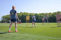 05.08.2026, München, Deutschland. Google Pixel Frauen-Bundesliga: Die FC Bayern Frauen absolvieren auf dem FC Bayern Campus eine Trainingseinheit zur Vorbereitung auf das Testspiel gegen Paris FC. Übersicht des Training